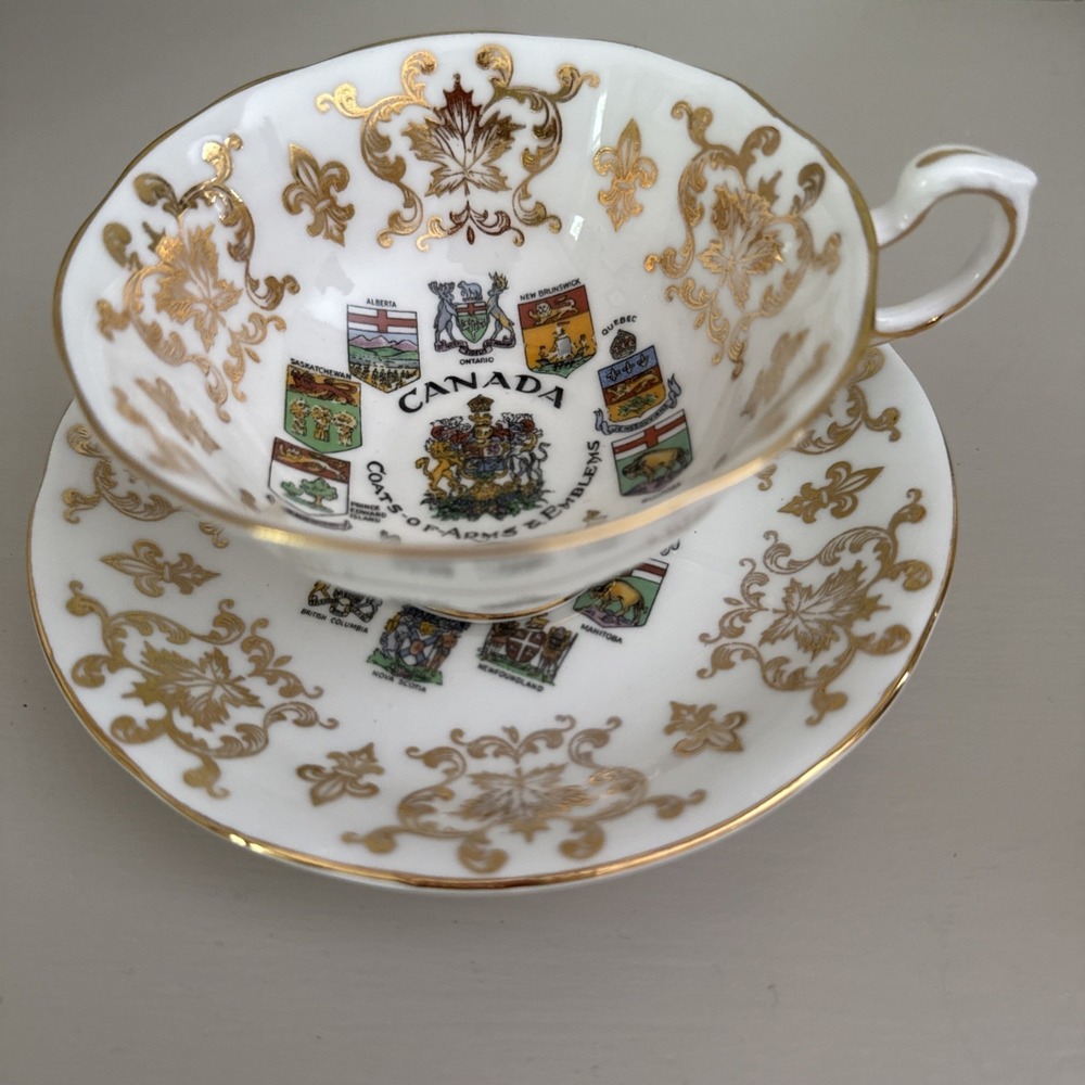 Paragon England Tea Cup And Saucer Canadian Coats Of Arms